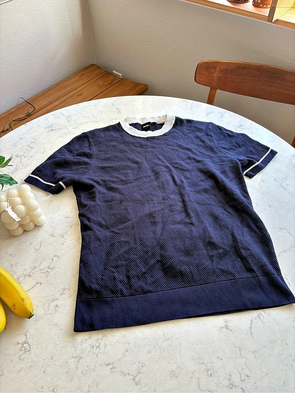 BOSS H-Laruso Short-Sleeved Sweater Blue Size Small